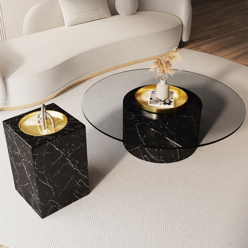 Modern Luxury Living Room Furniture Sets Metal Center Coffee Tables Glass Coffee Table