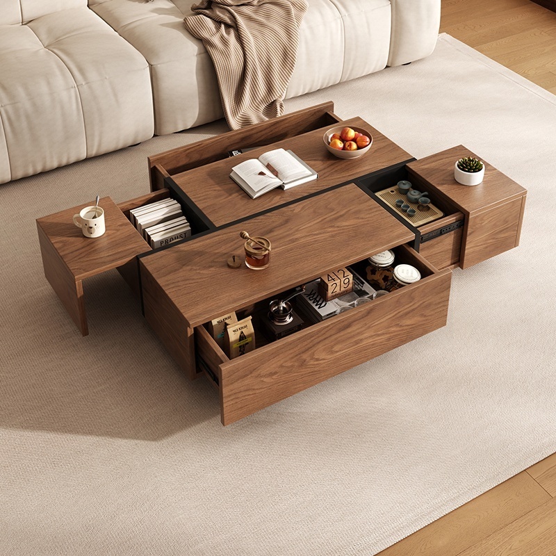 Modern Simple Small Apartment Living Room Multi-Functional Telescopic Square Storage Coffee Table