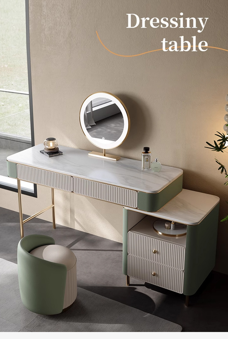 Light Luxury Rock Board Dressing Table Modern Simple Small Bedroom Makeup Table Multi-functional Storage Locker