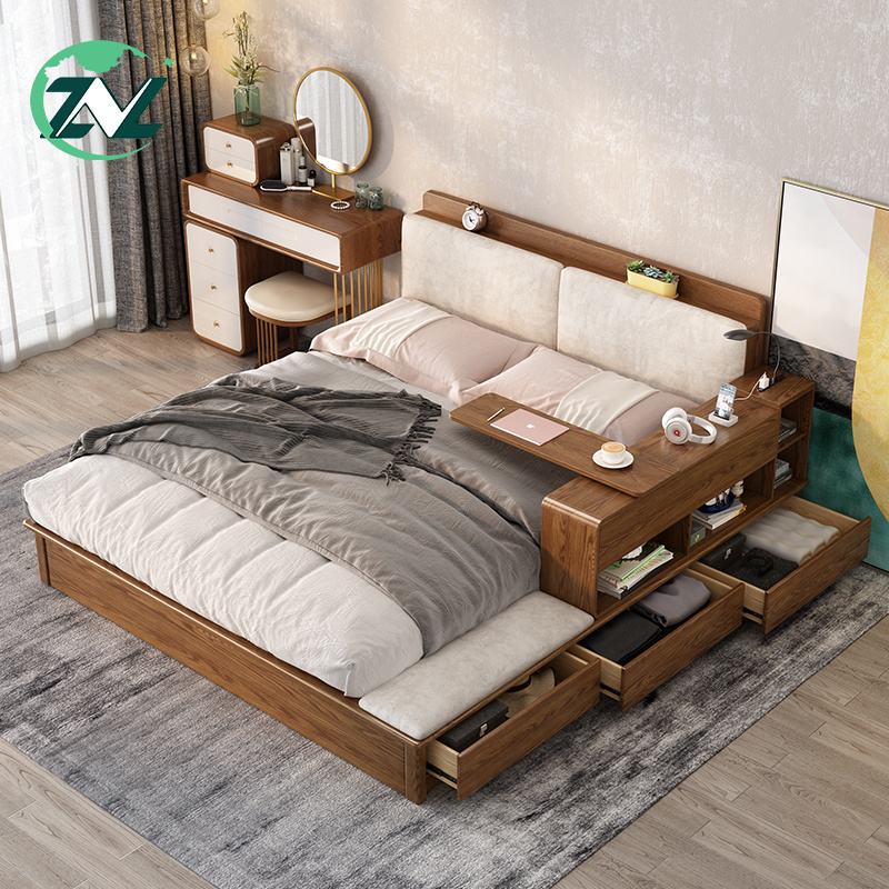 New And Original Integrate Circuit wooden bed frame modern muti-function bed