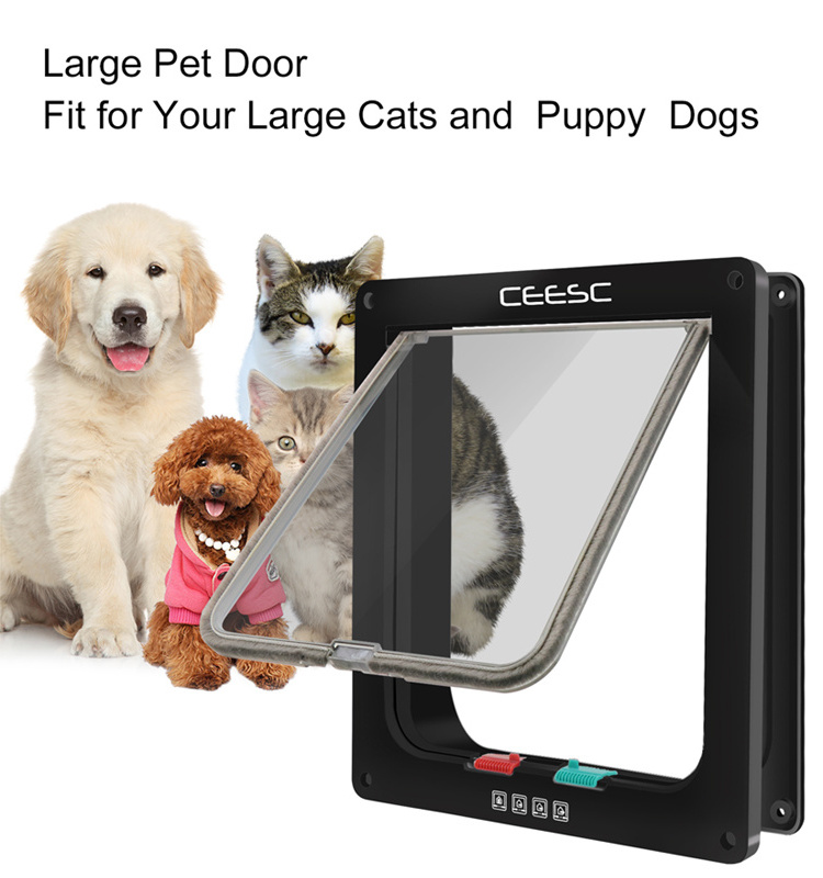 Big Cat Flap Door Magnetic Cat Door With 4 Way Lock For Interior Exterior Pet Flap Doors