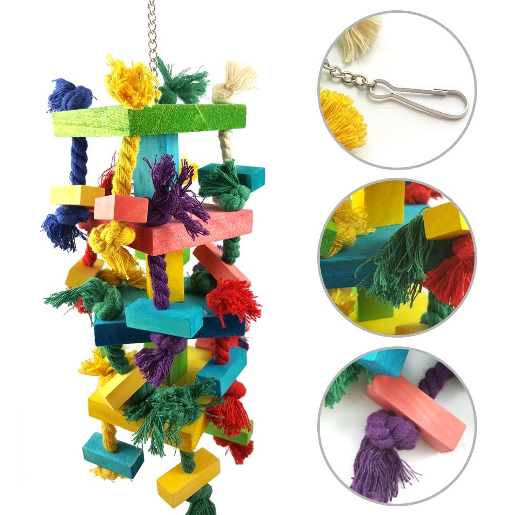 Wooden Durable Birds Toys Colorful Toys for Parrot Pet Bird Swing and Chewing Toy for Pet Birds