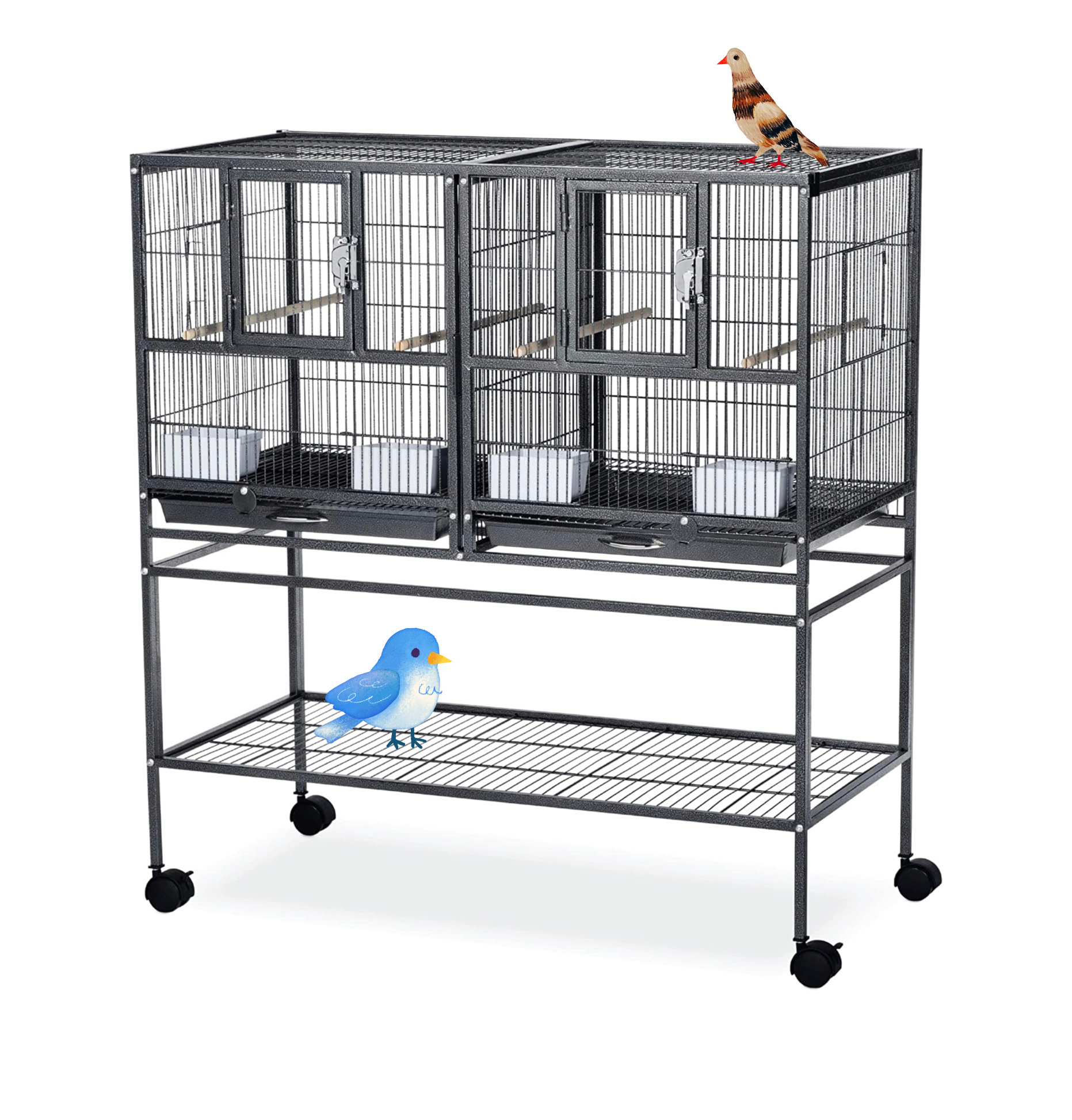 Kinghotpet universal metal cages large canary breeding craft manufacture double cage bird pet