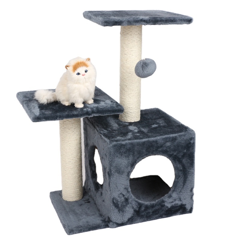 Factory Everyday Sustainable Stocked Large Luxury Indoor Wood Cat Tree Furniture For Large And Small Cats