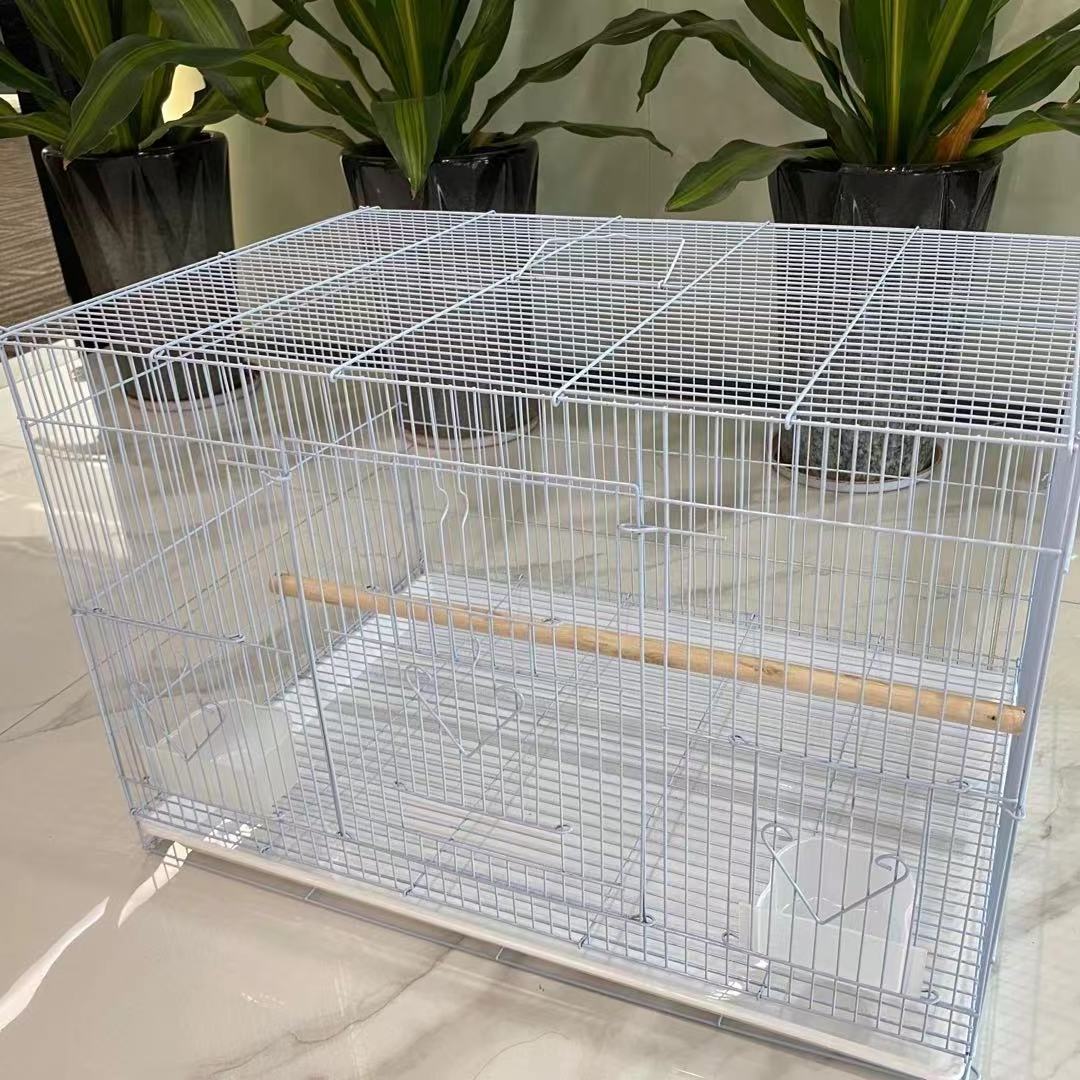 Wholesale foldable large space iron cage with handle iron parakeet bird and cage for small parrot birds breeding