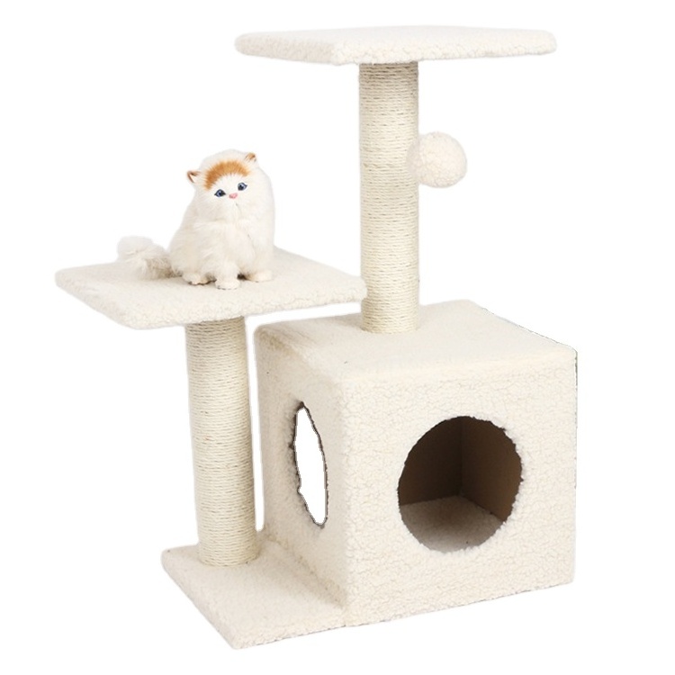 Factory Everyday Sustainable Stocked Large Luxury Indoor Wood Cat Tree Furniture For Large And Small Cats