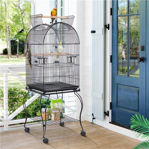 Kinghotpet Wholesale Metal Wire Pet Bird Parrot Cage with Wheels Outdoor Indoor Large Bird Breeding Cage