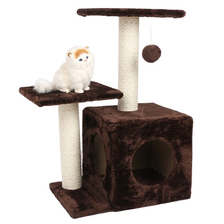 Factory Everyday Sustainable Stocked Large Luxury Indoor Wood Cat Tree Furniture For Large And Small Cats