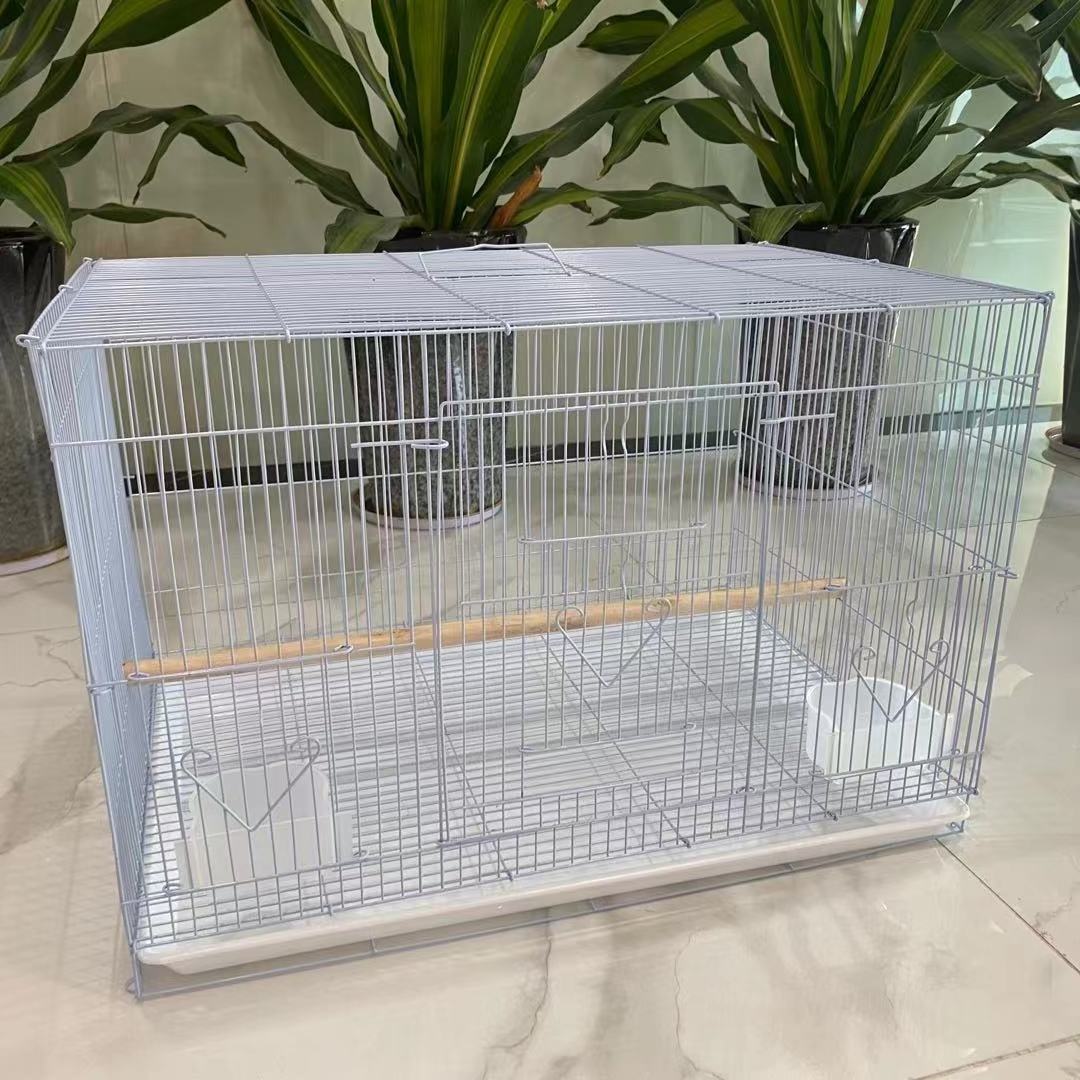 Wholesale foldable large space iron cage with handle iron parakeet bird and cage for small parrot birds breeding