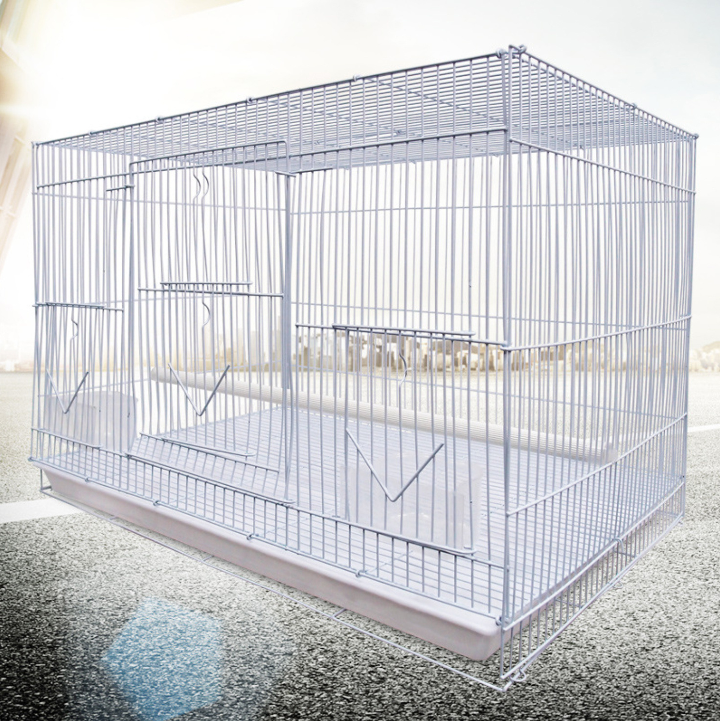 Wholesale foldable large space iron cage with handle iron parakeet bird and cage for small parrot birds breeding