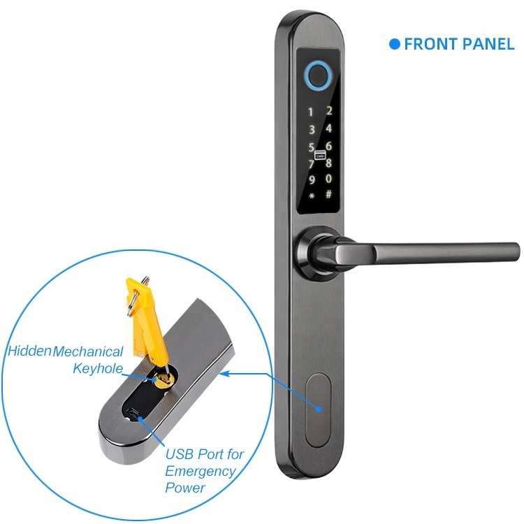 European 85 Mortise Digital Electronic Ttlock Tuya Outdoor waterproof  sliding door fingerprint password smart Lock