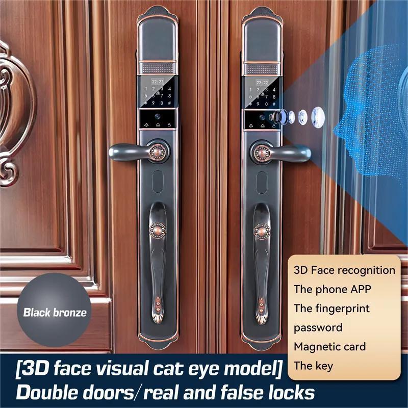 Electronic Fingerprint Anti theft luxury villa Door Smart Home Tuya Wifi app Remote Control 6068 Mortise main camera door Lock