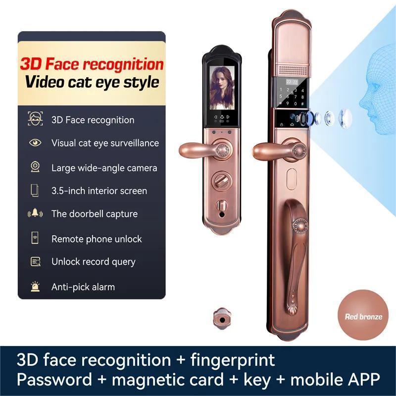 Electronic Fingerprint Anti theft luxury villa Door Smart Home Tuya Wifi app Remote Control 6068 Mortise main camera door Lock