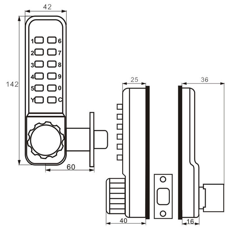 U.S. hot-selling outdoor waterproof and sunproof without electricity keyless  mechanical combination Deadbolt  door lock