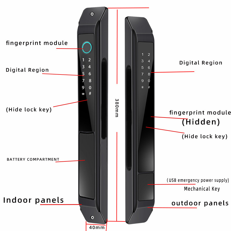 Fully Automatic Broken Aluminum Fingerprint Lock Double Sided Fingerprint Lock Both Sides TTLock Fully Automatic Smart Lock