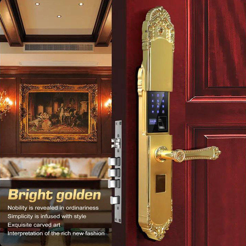 High end luxury high-quality gold pure copper all copper mobile phone tuya wifi remote control intelligent door lock