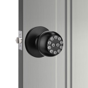 Satin Nickel Door Knob and American Knob Combination Pellet Pushbutton Smart Interior Wood Door Lock