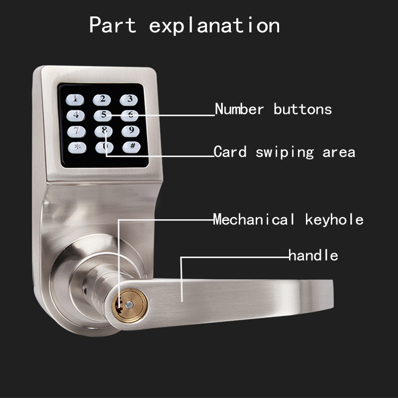 Best selling Hotel mobile TTLOCK application, code number button swipe card password Door Lock Deadbolt