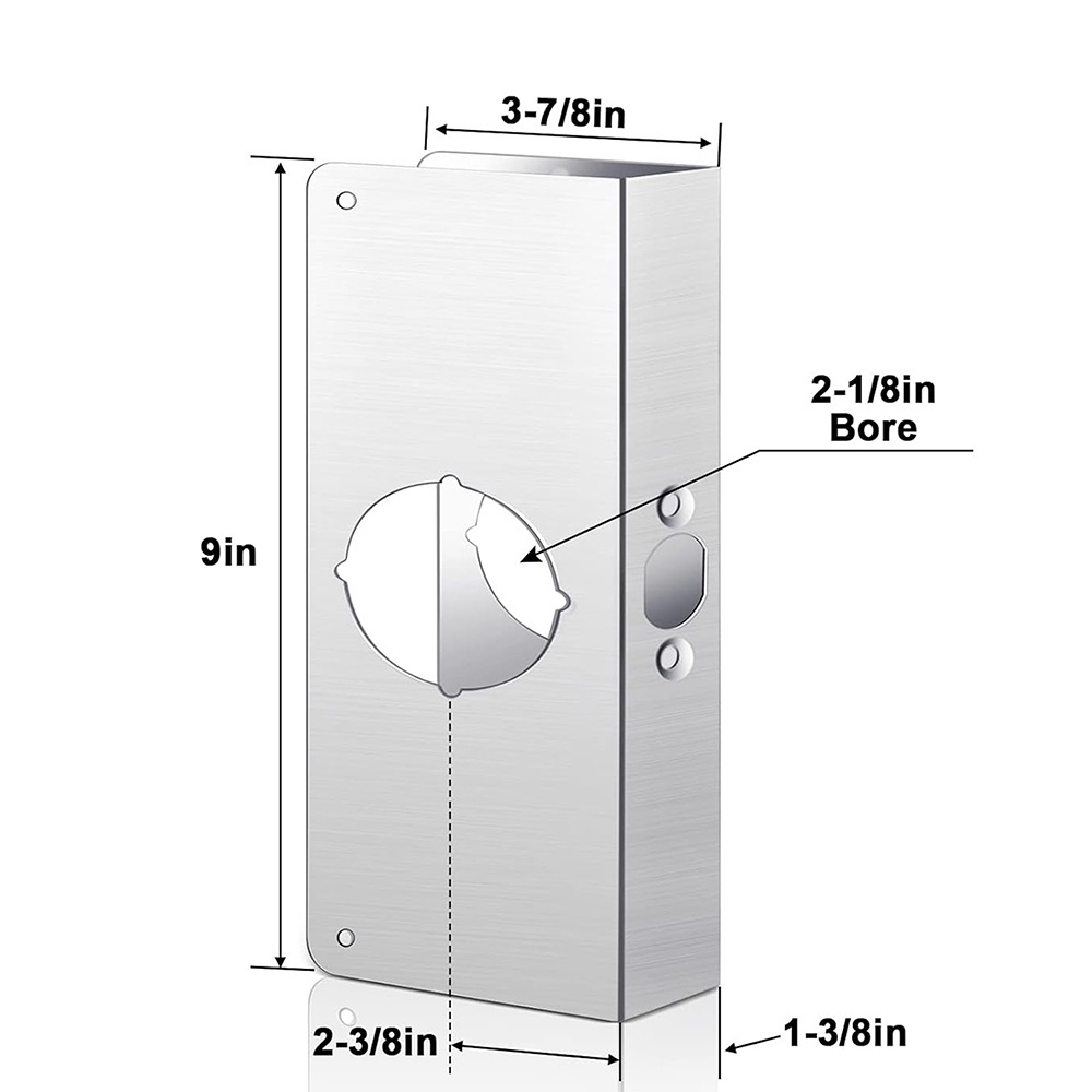 Stainless steel plate for reinforcing and repairing ball locks on wooden doors