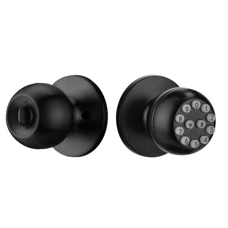 Satin Nickel Door Knob and American Knob Combination Pellet Pushbutton Smart Interior Wood Door Lock