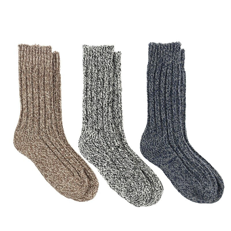 Custom Logo Hiking Trail Walking Thick Warm Fuzzy Merino Wool Winter Socks for Men Women and Kids