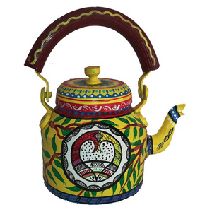 Custom Print king international Vintage Mint Camping Ethiopian Enamel Metal Steel Cast Iron Tea Coffee Kettle