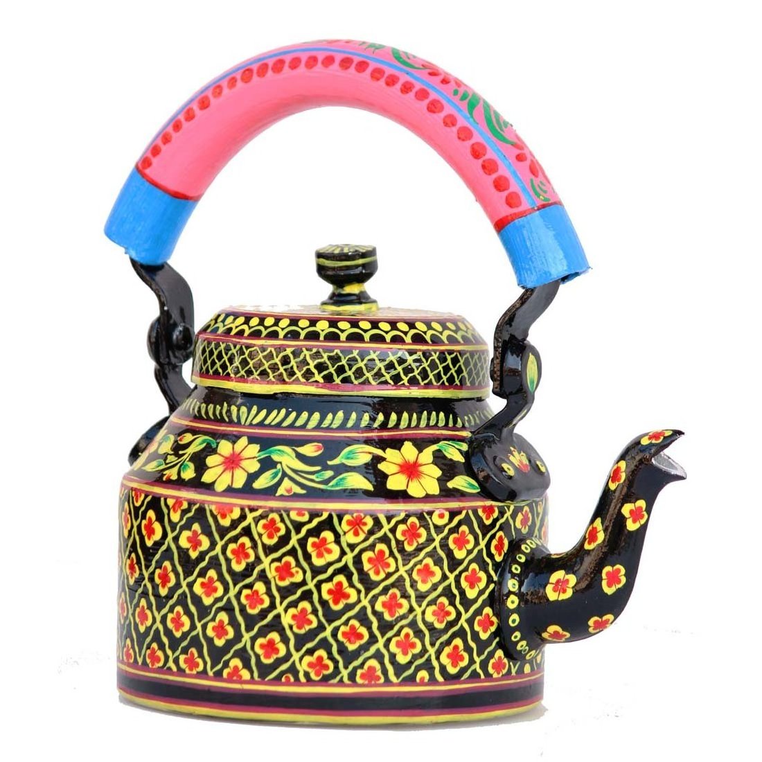 Custom Print king international Vintage Mint Camping Ethiopian Enamel Metal Steel Cast Iron Tea Coffee Kettle