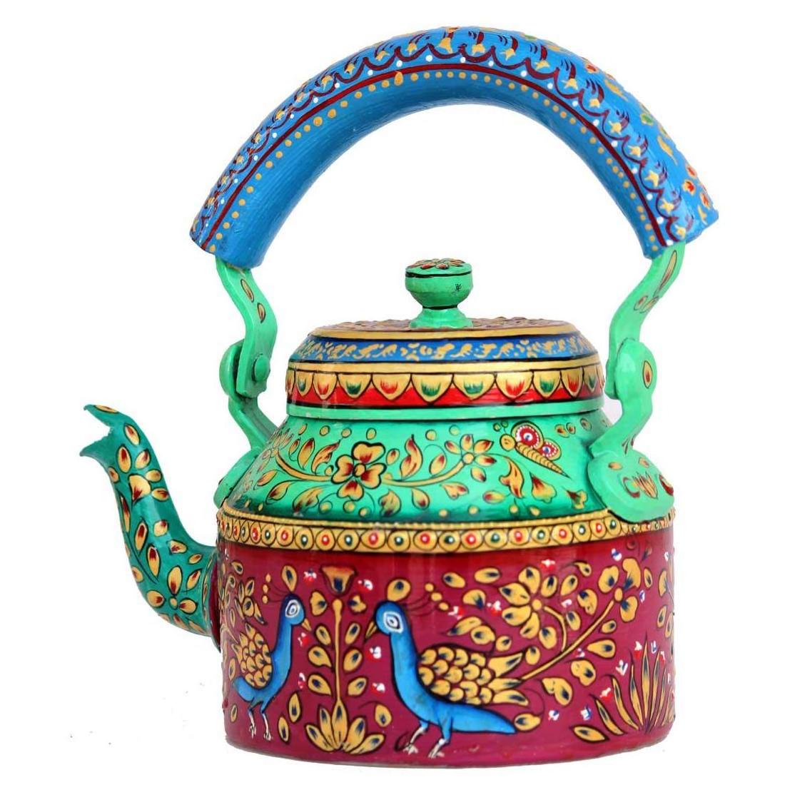 Custom Print king international Vintage Mint Camping Ethiopian Enamel Metal Steel Cast Iron Tea Coffee Kettle