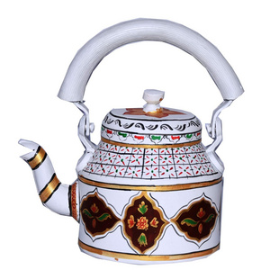 king  international New Vintage Enamel Teapot Coffee Pot 2.4L Enamel Camping Kettle Teapot