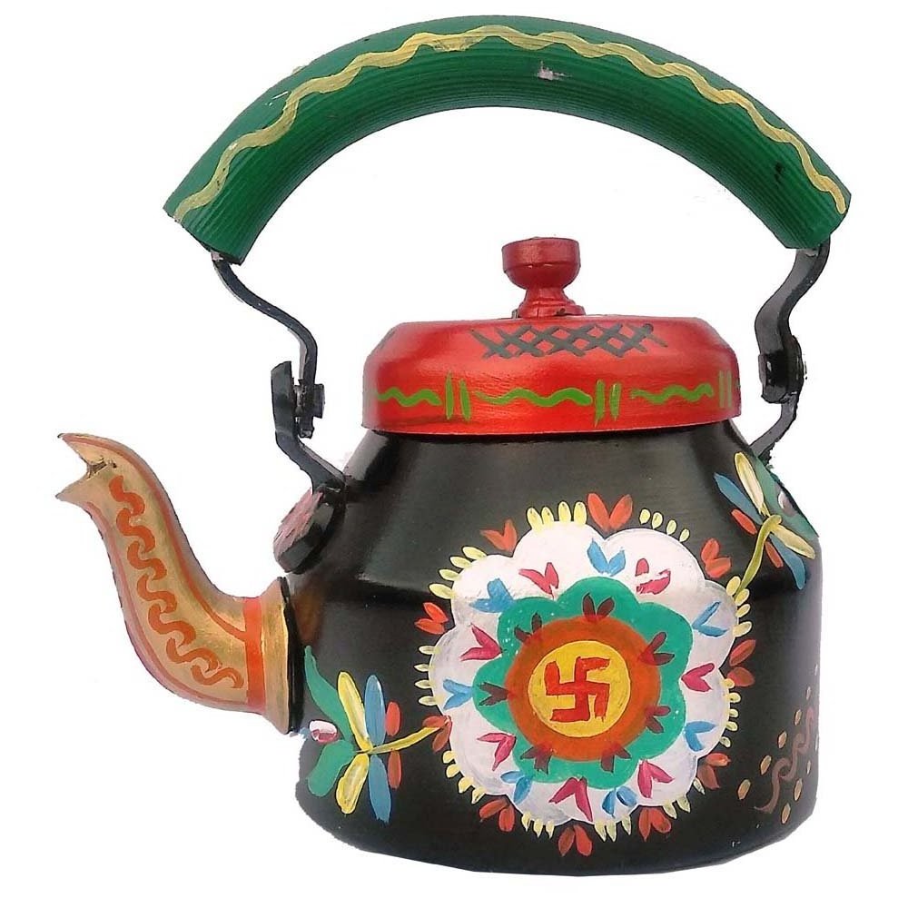 king  international New Vintage Enamel Teapot Coffee Pot 2.4L Enamel Camping Kettle Teapot