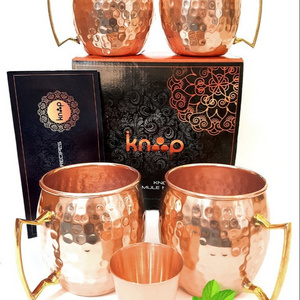 king Sample Available Moscow Mule Mugs Set Copper Hammered Stainless Steel Cups 12 oz Copper Mug Set with Straws and Coasters