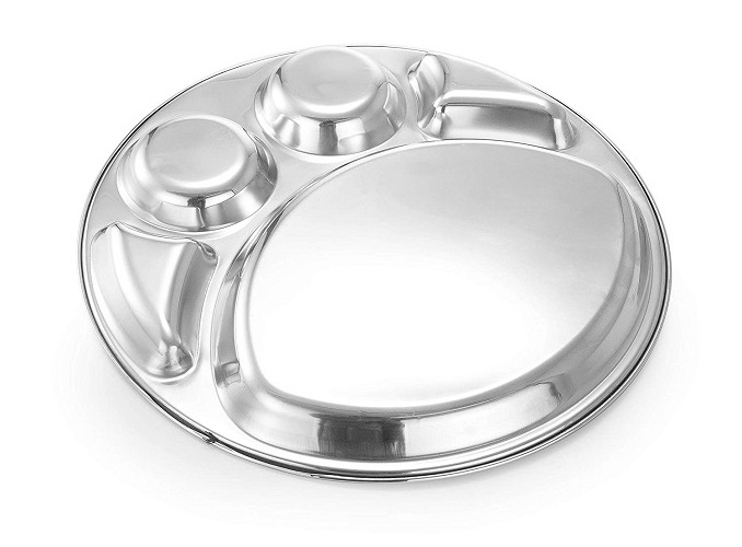 king restaurant serving round stainless steel compartment catering dinner plates for sale Stainless Steel Plate Stainless