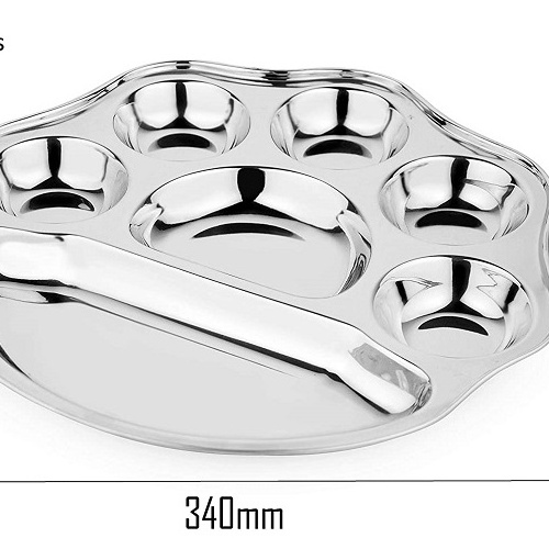 king restaurant serving round stainless steel compartment catering dinner plates for sale Stainless Steel Plate Stainless