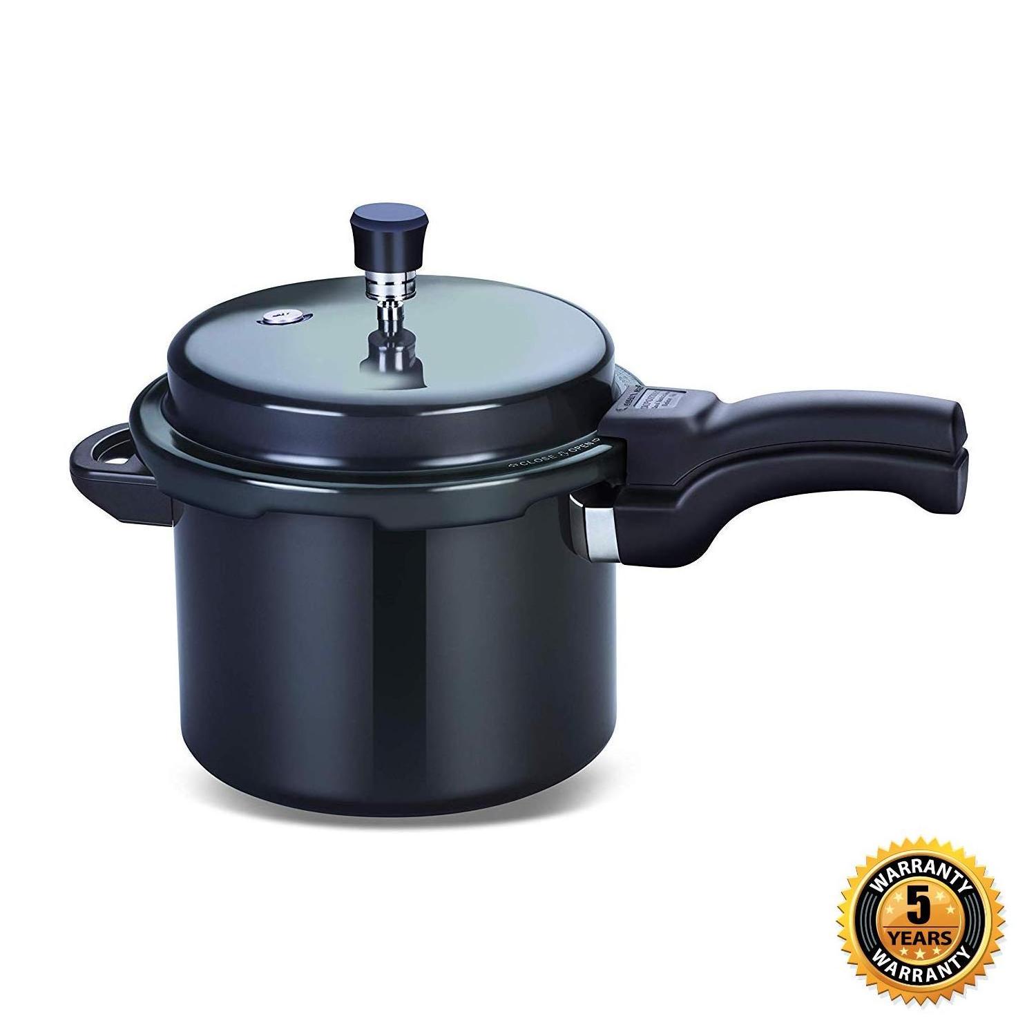 Eco-friendly and stocked commercial black anodized pressure cooker with outer lid