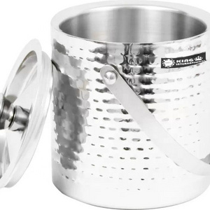 KIN GInternationl   Ice Bucket Double Wall Insulated Made Champagne &Wine Bucket Keeps Ice  Stainless Steel Ice Bucket with Lid