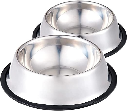 New durable cheap 6 Available Sizes pet supplies bowl Non Skid Stainless Steel high quality cats dogs pet feeder bowl