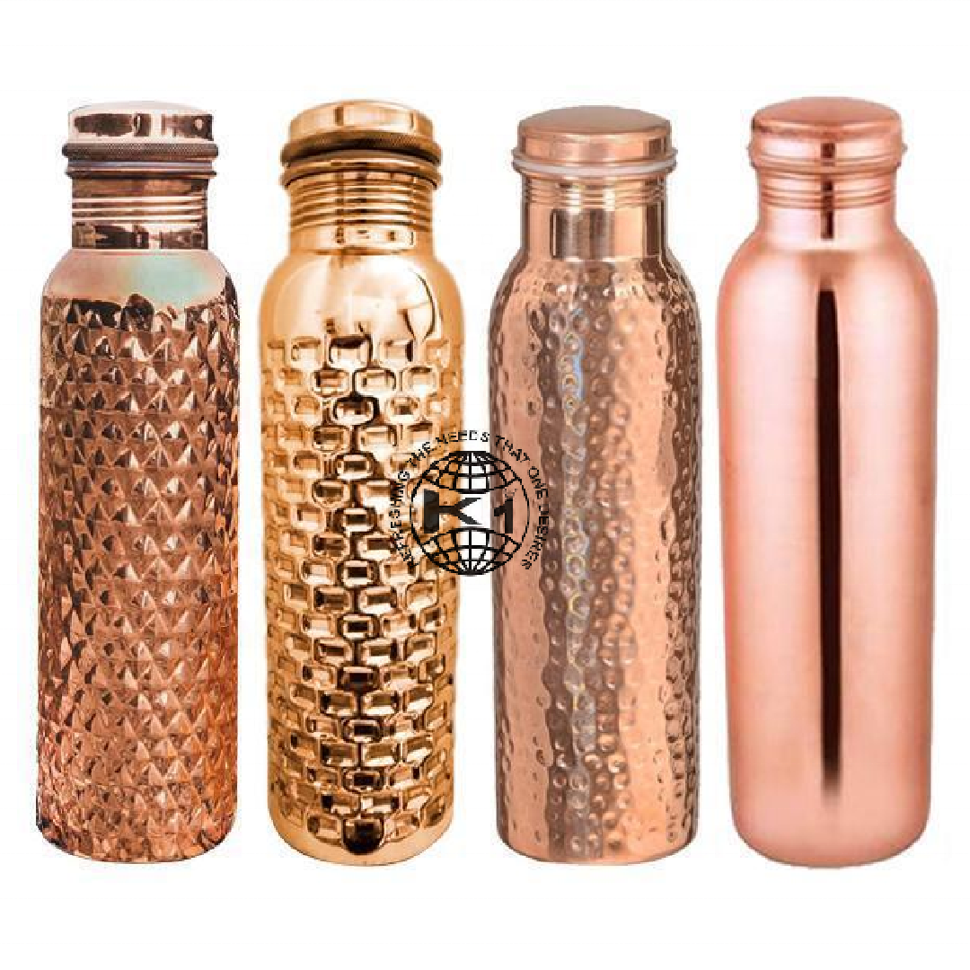 Best Selling Diamond Hammered 35 Oz Drink Ware Set Pure Copper Water Bottle Hammered 100% Pure Copper Water Bottle With Set