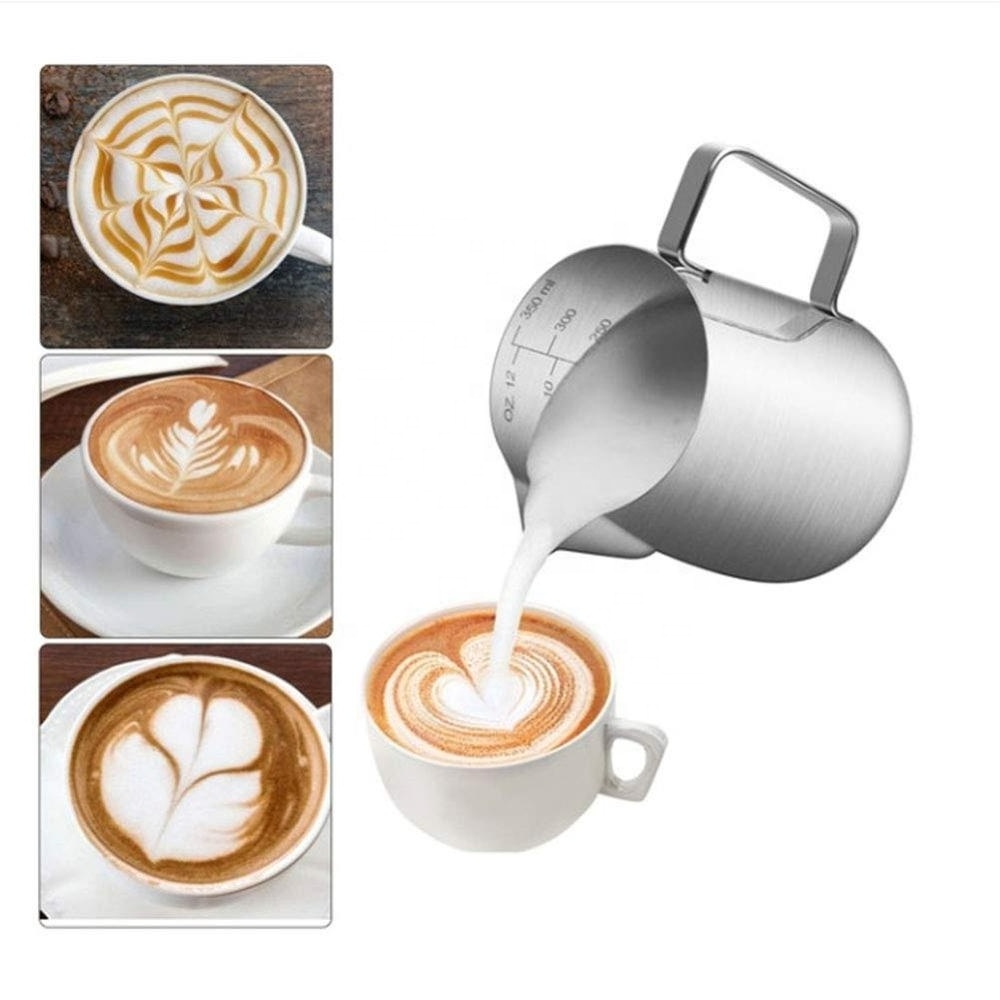 Coffee Milk Frothing Pitcher Jug with Measuring Wholesale Stainless Steel 304 Coffee & Tea Sets any Capacity any Size Metal