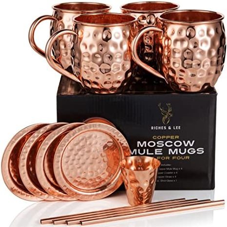 king international Stainless Steel And Copper Plain Regular Mule Mug Set Hammered New design Indian vintage Copper Mugs