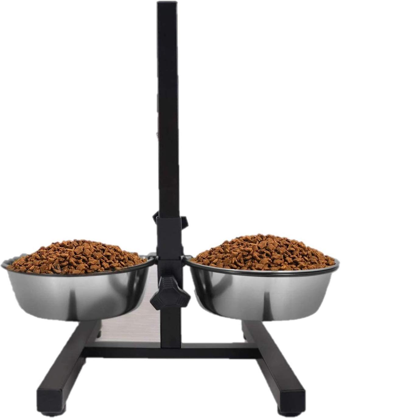 pet Feeder Raised Dog Bowls , Dog Feeding Station , H-Base Double Bowl Stand , Two Stainless Steel Removable Bowls Set of 2