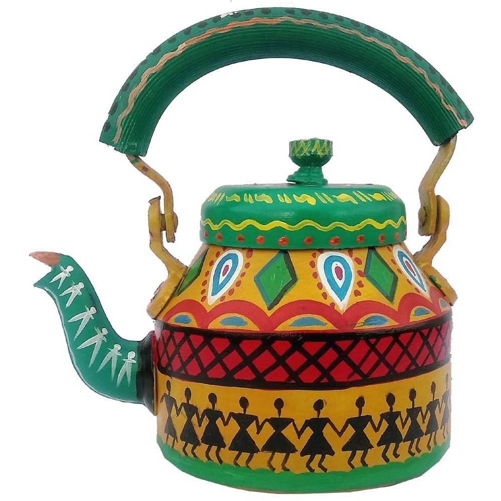 king international best high quality new design steel tea kettle tea serving kettle decorated use tea pot printed handle