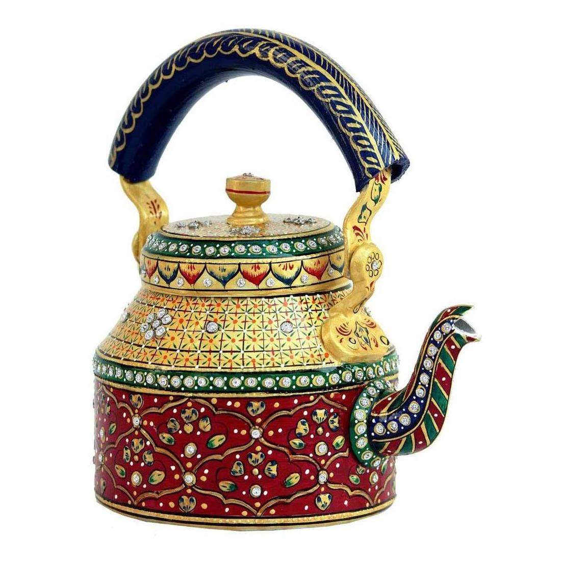 king international best high quality new design steel tea kettle tea serving kettle decorated use tea pot printed handle