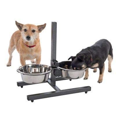 pet Feeder Raised Dog Bowls , Dog Feeding Station , H-Base Double Bowl Stand , Two Stainless Steel Removable Bowls Set of 2