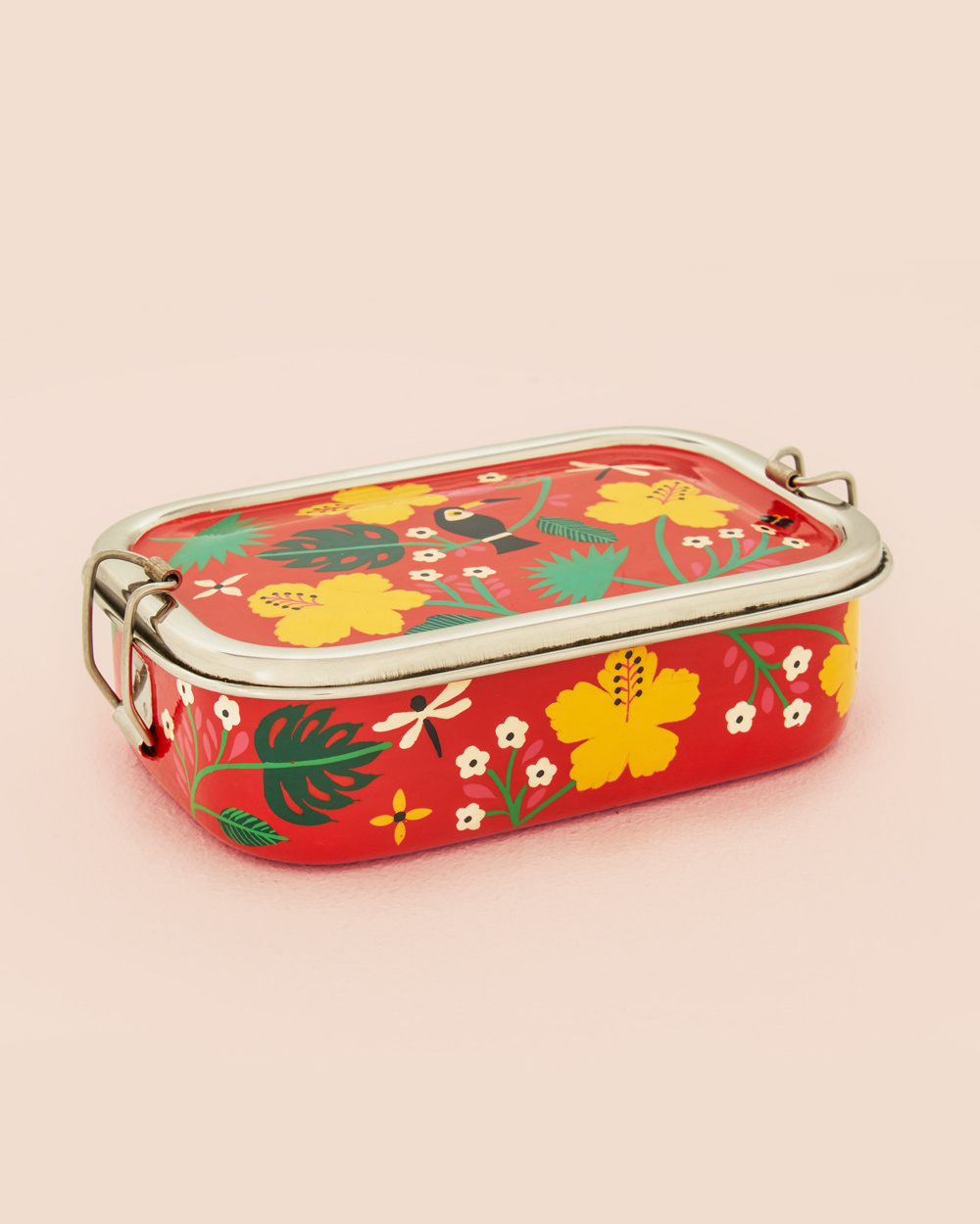 Logo printed multi compartment leakproof retro metal tiffin lunch box stainless steel with lock