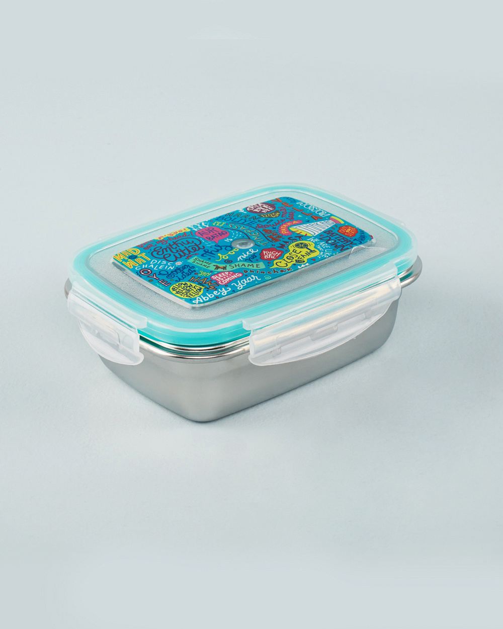 Logo printed multi compartment leakproof retro metal tiffin lunch box stainless steel with lock