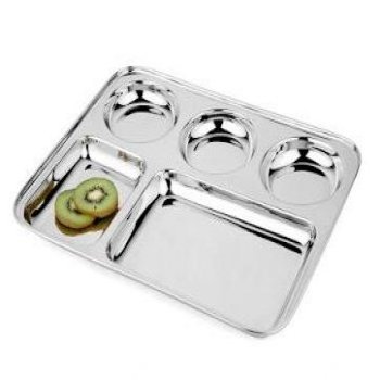 All Time Favorite  School Lunch Tray Canteen Plates Dishes Divided Plate Stainless Steel Food Tray With Compartment