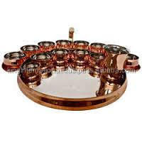 Indian Dinnerware Stainless Steel Brass Traditional Dinner Set of 1 Thali Plate 5 Bowls 1 Glass and 1 Spoon KING