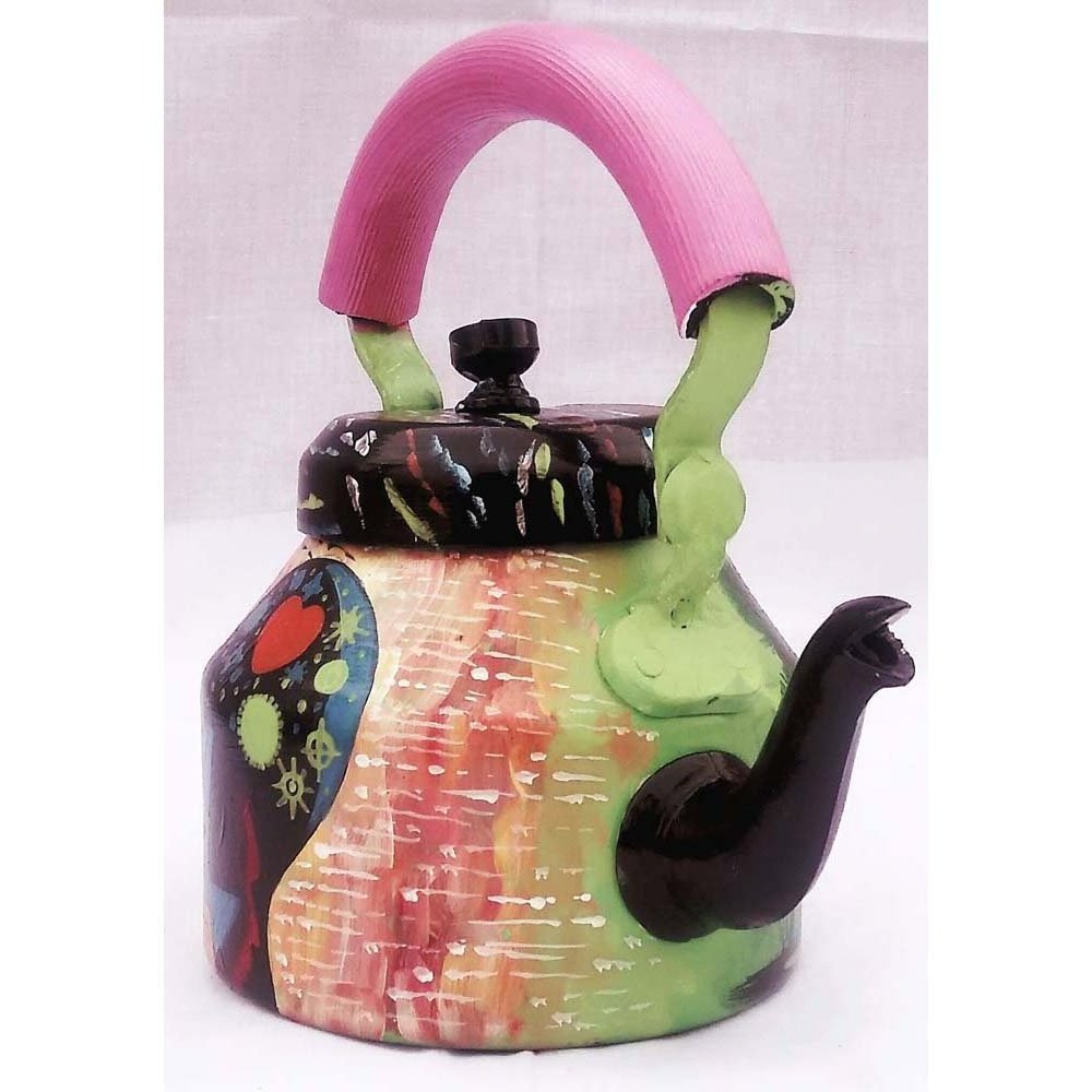 Hand Painted Aluminum Tea Kettle Whistling Water Gas Stove Musical Flat Bottom Tea Kettle 2 king international