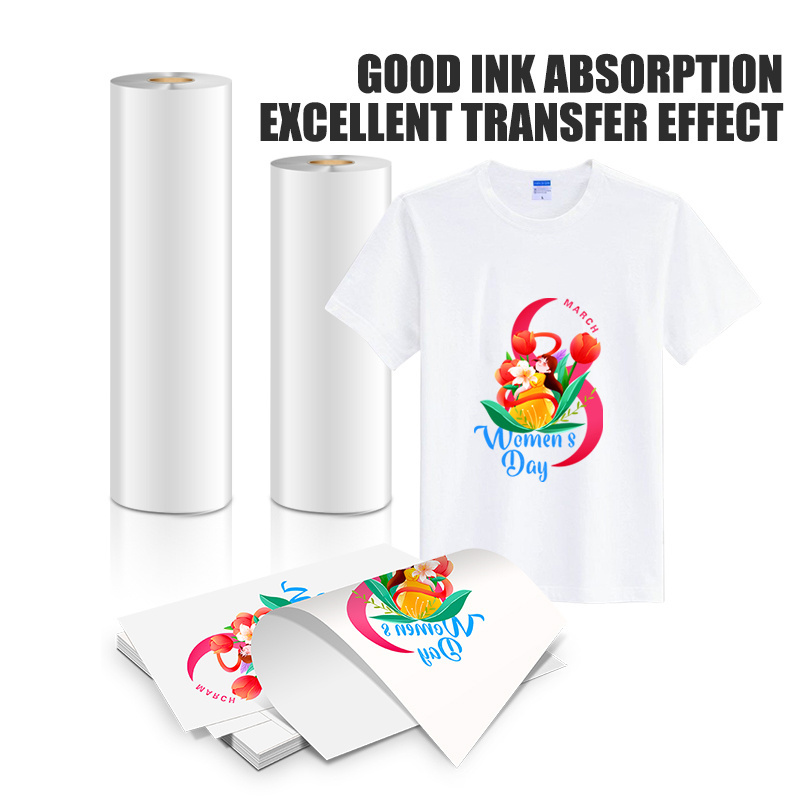 Wholesale Custom Heat Transfer Printing Paper A3 A3+ A4 Sheet 30cm*100m 60cm*100m Roll Paper DTF Paper for DIY Printing T-Shirt