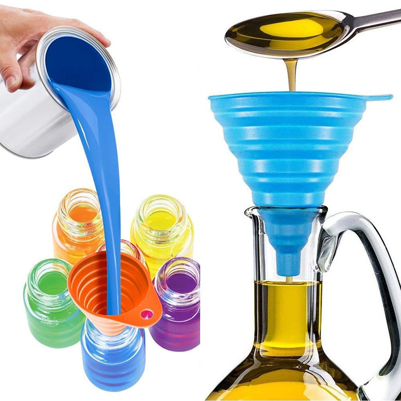 100% Food Grade Silicone  Mini Funnel, Collapsible Flexible Kitchen Liquid Oil Transfer Funnel